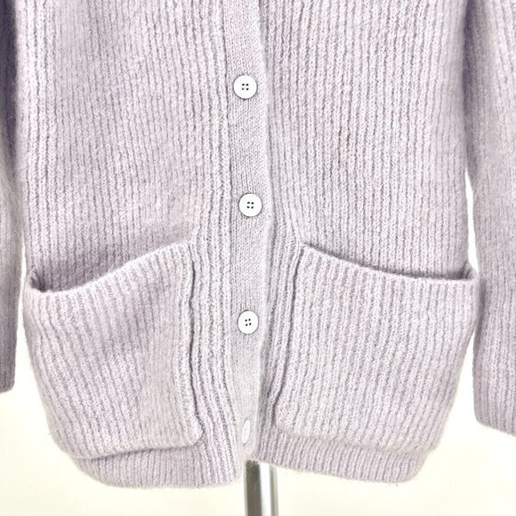 Aritzia Wilfred Mohair Wool Blend Purple Button Down VNeck Long Cardigan Sx XS - Picture 4 of 13